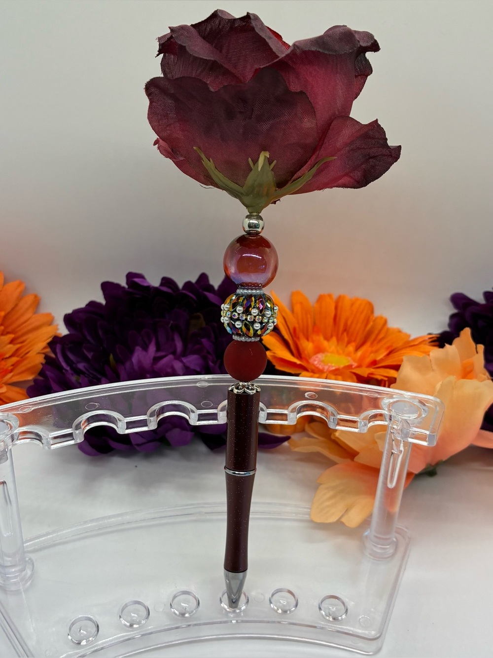 FALL FLOWER BEADABLE PEN GOTHIC/BURGUNDY